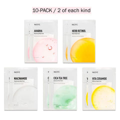 [ NACIFIC ] Premium Sheet Mask Variety Set 10-PACK Box Set +  SKZ 8 PCS Photo Cards + Herb Retinol 2 Pack